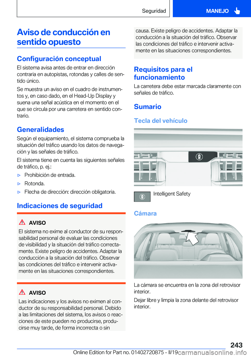 BMW X7 2019  Manuales de Empleo (in Spanish) �A�v�i�s�o��d�e��c�o�n�d�u�c�c�i�
