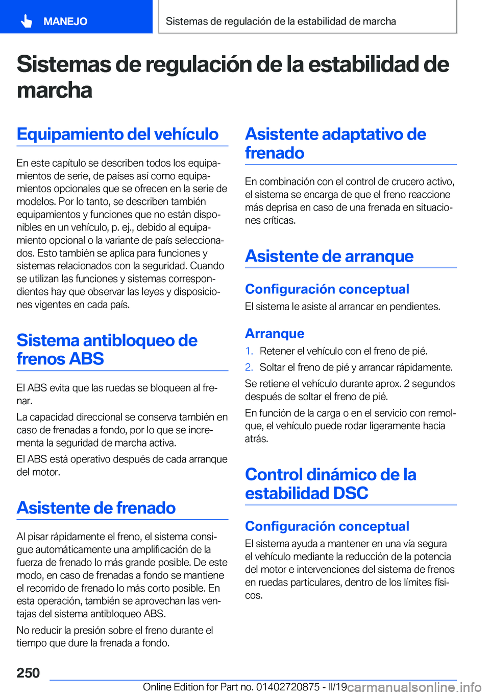 BMW X7 2019  Manuales de Empleo (in Spanish) �S�i�s�t�e�m�a�s��d�e��r�e�g�u�l�a�c�i�