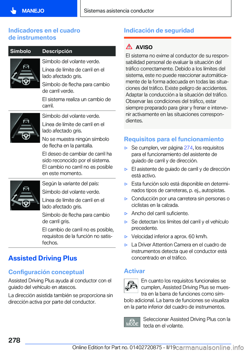 BMW X7 2019  Manuales de Empleo (in Spanish) �I�n�d�i�c�a�d�o�r�e�s��e�n��e�l��c�u�a�d�r�o
�d�e��i�n�s�t�r�u�m�e�n�t�o�s�S�