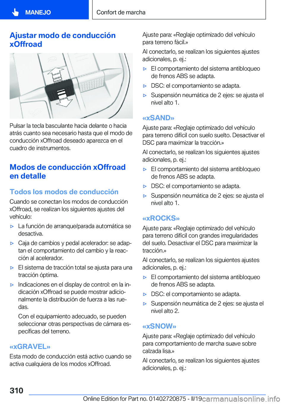 BMW X7 2019  Manuales de Empleo (in Spanish) �A�j�u�s�t�a�r��m�o�d�o��d�e��c�o�n�d�u�c�c�i�