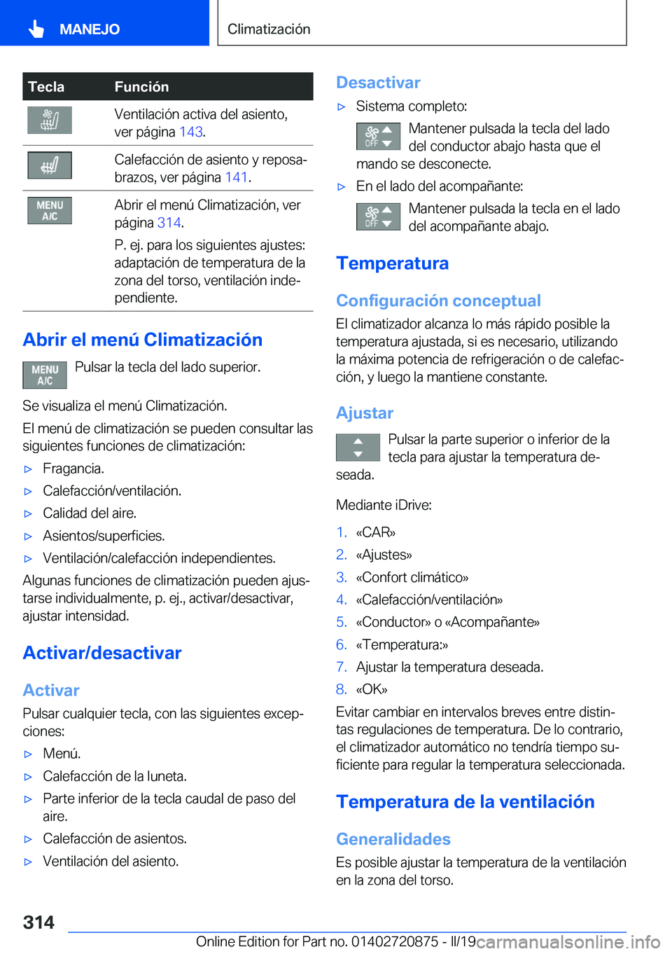 BMW X7 2019  Manuales de Empleo (in Spanish) �T�e�c�l�a�F�u�n�c�i�