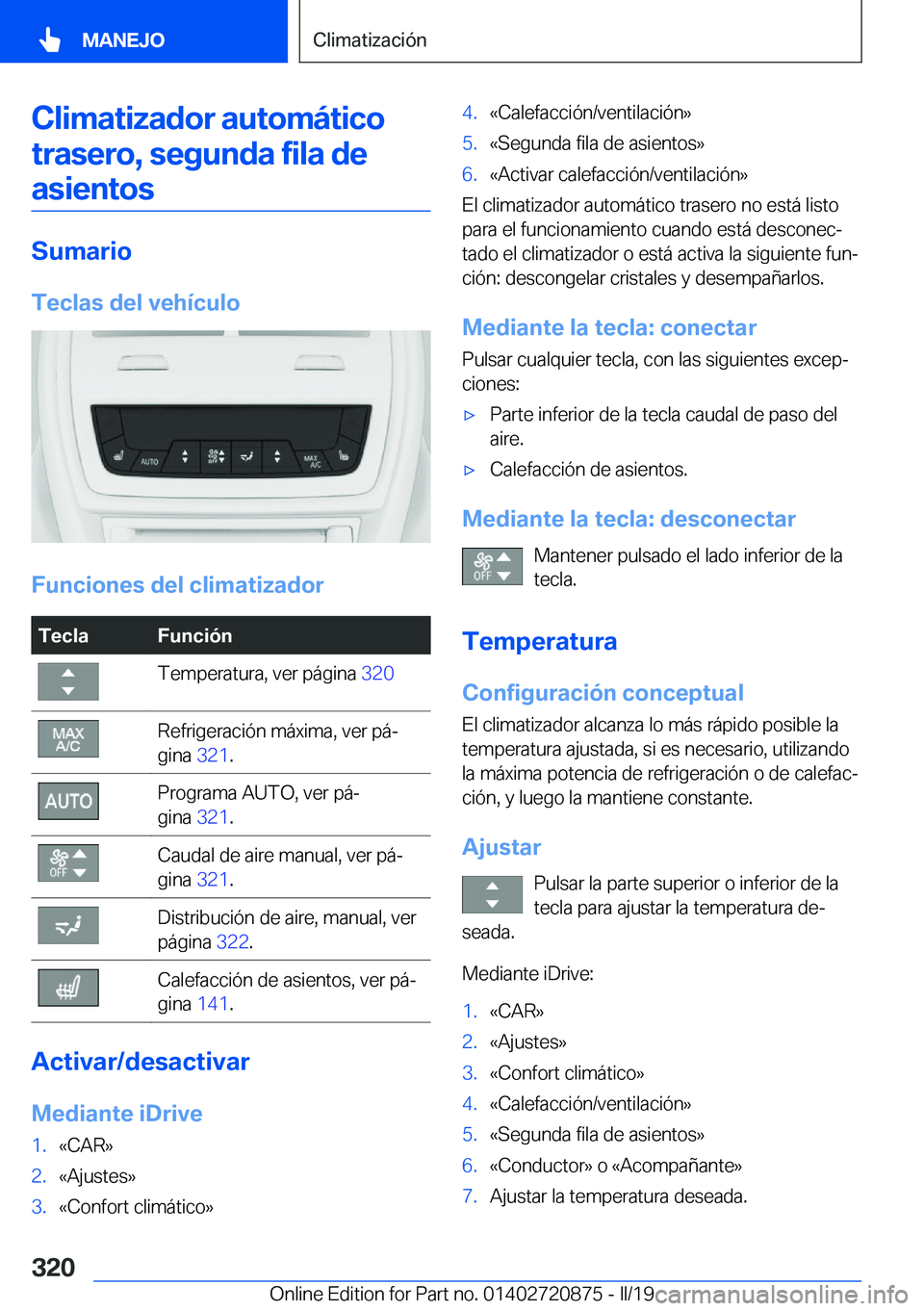 BMW X7 2019  Manuales de Empleo (in Spanish) �C�l�i�m�a�t�i�z�a�d�o�r��a�u�t�o�m�