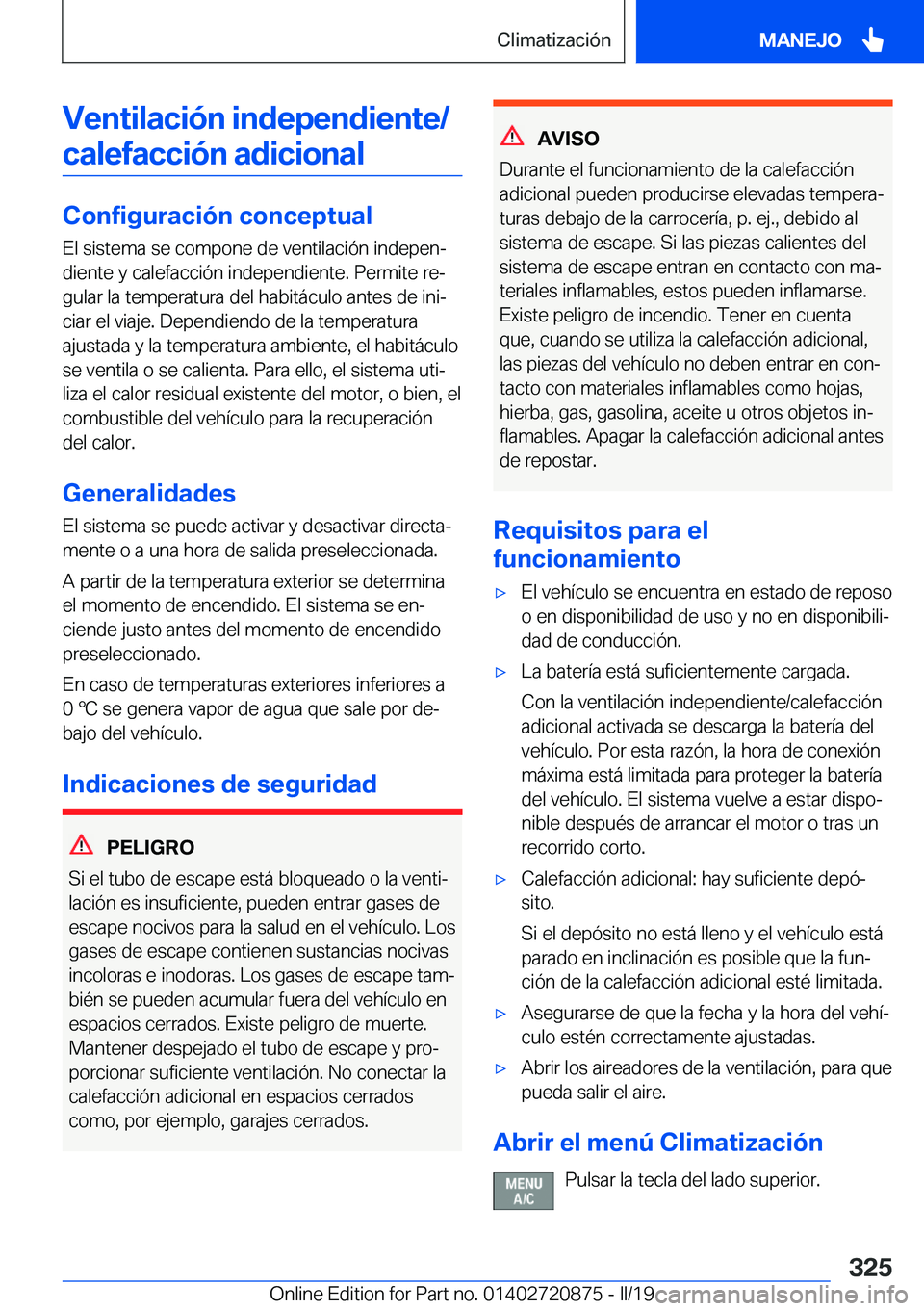 BMW X7 2019  Manuales de Empleo (in Spanish) �V�e�n�t�i�l�a�c�i�