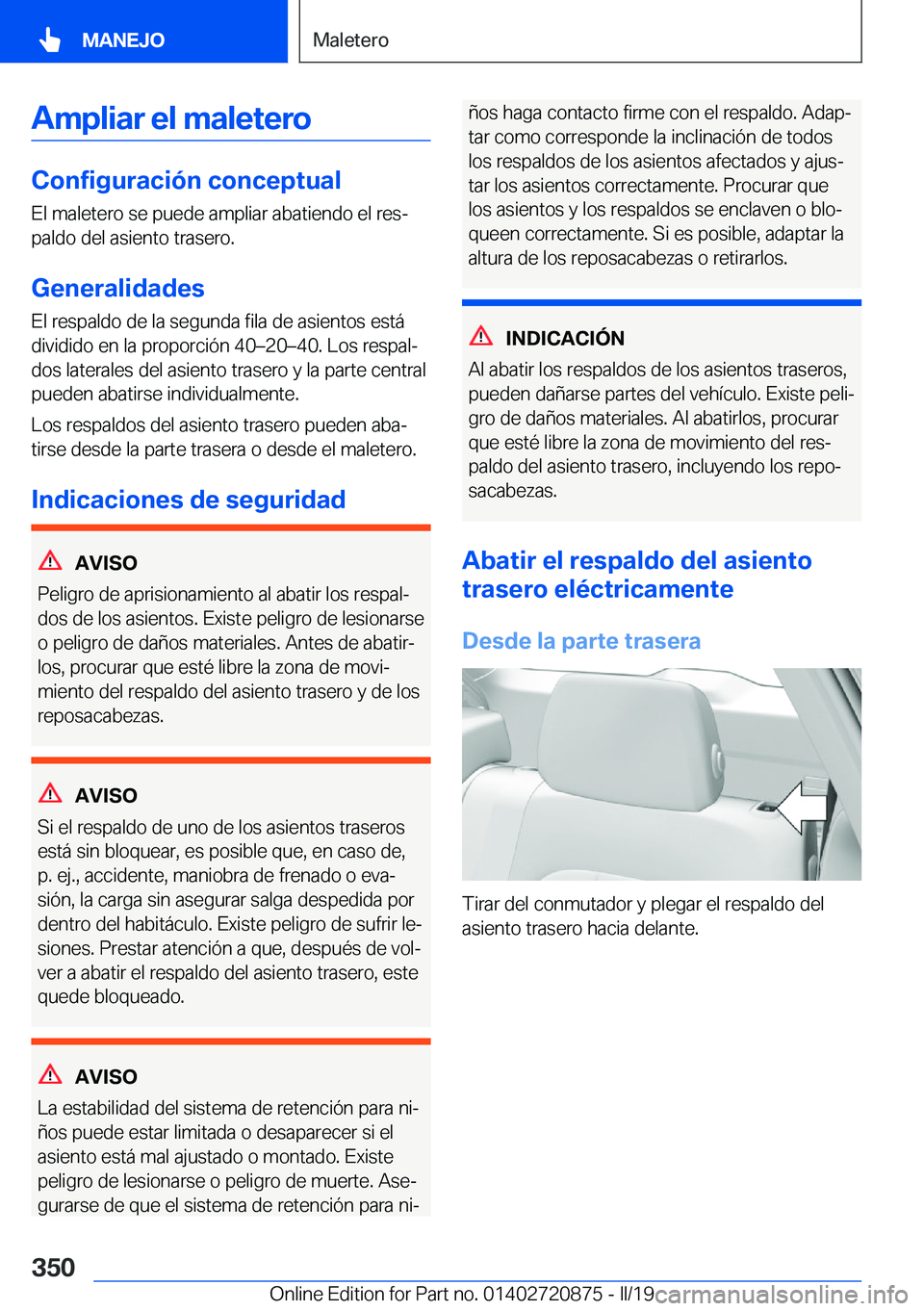 BMW X7 2019  Manuales de Empleo (in Spanish) �A�m�p�l�i�a�r��e�l��m�a�l�e�t�e�r�o
�C�o�n�f�i�g�u�r�a�c�i�