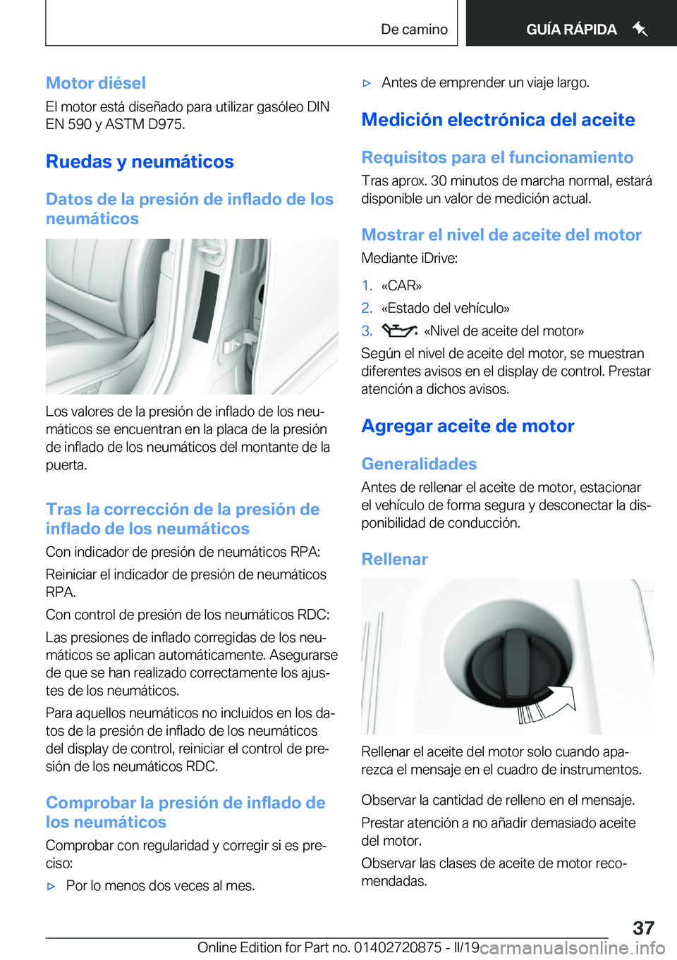 BMW X7 2019  Manuales de Empleo (in Spanish) �M�o�t�o�r��d�i�