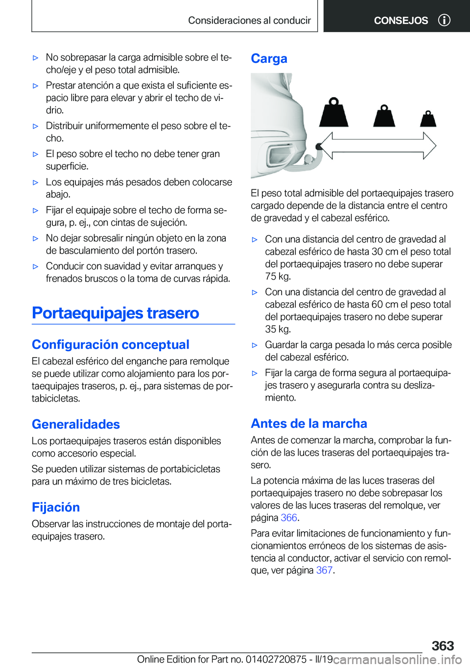 BMW X7 2019  Manuales de Empleo (in Spanish) x�N�o��s�o�b�r�e�p�a�s�a�r��l�a��c�a�r�g�a��a�d�m�i�s�i�b�l�e��s�o�b�r�e��e�l��t�eª�c�h�o�/�e�j�e��y��e�l��p�e�s�o��t�o�t�a�l��a�d�m�i�s�i�b�l�e�.x�P�r�e�s�t�a�r��a�t�e�n�c�i�