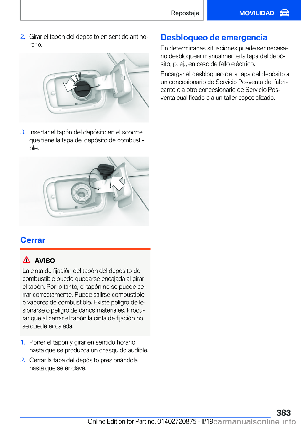 BMW X7 2019  Manuales de Empleo (in Spanish) �2�.�G�i�r�a�r��e�l��t�a�p�