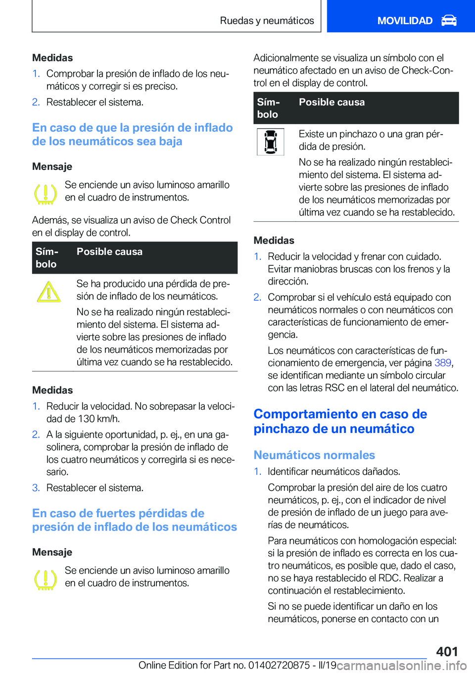 BMW X7 2019  Manuales de Empleo (in Spanish) �M�e�d�i�d�a�s�1�.�C�o�m�p�r�o�b�a�r��l�a��p�r�e�s�i�