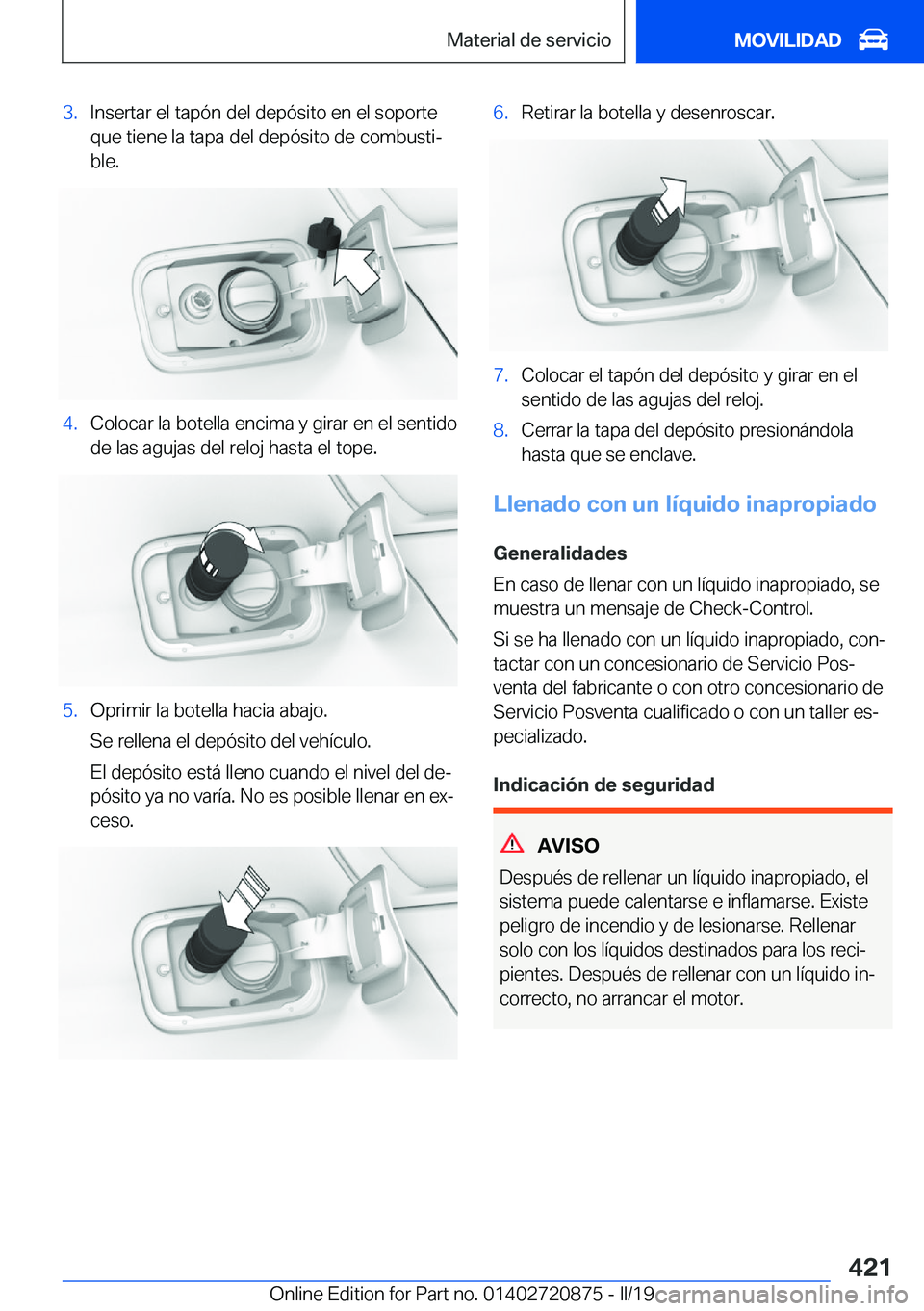 BMW X7 2019  Manuales de Empleo (in Spanish) �3�.�I�n�s�e�r�t�a�r��e�l��t�a�p�