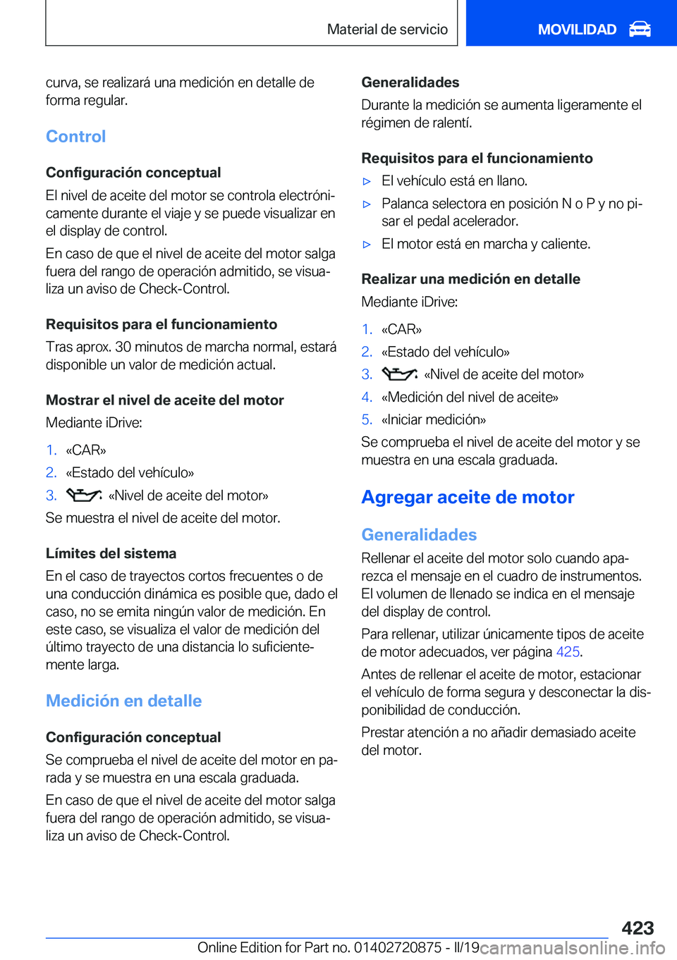 BMW X7 2019  Manuales de Empleo (in Spanish) �c�u�r�v�a�,��s�e��r�e�a�l�i�z�a�r�