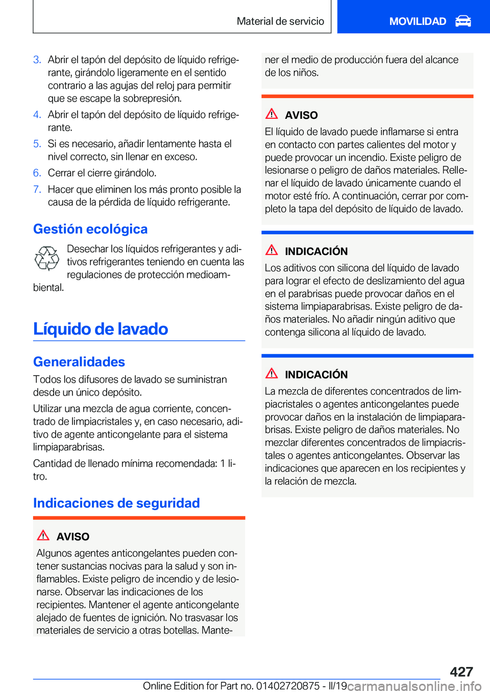 BMW X7 2019  Manuales de Empleo (in Spanish) �3�.�A�b�r�i�r��e�l��t�a�p�