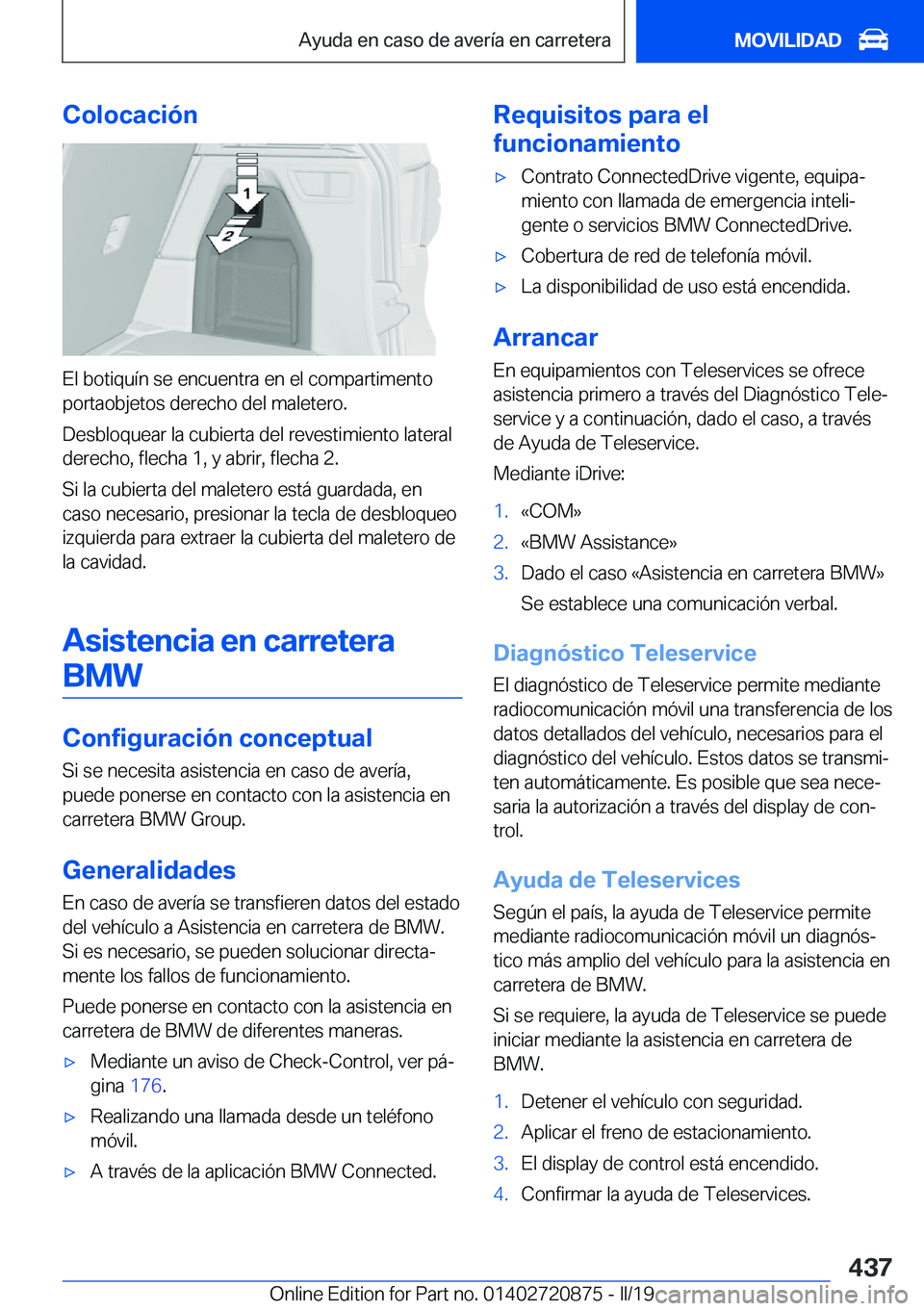 BMW X7 2019  Manuales de Empleo (in Spanish) �C�o�l�o�c�a�c�i�