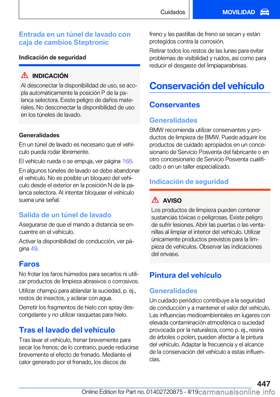 BMW X7 2019  Manuales de Empleo (in Spanish) �E�n�t�r�a�d�a��e�n��u�n��t�