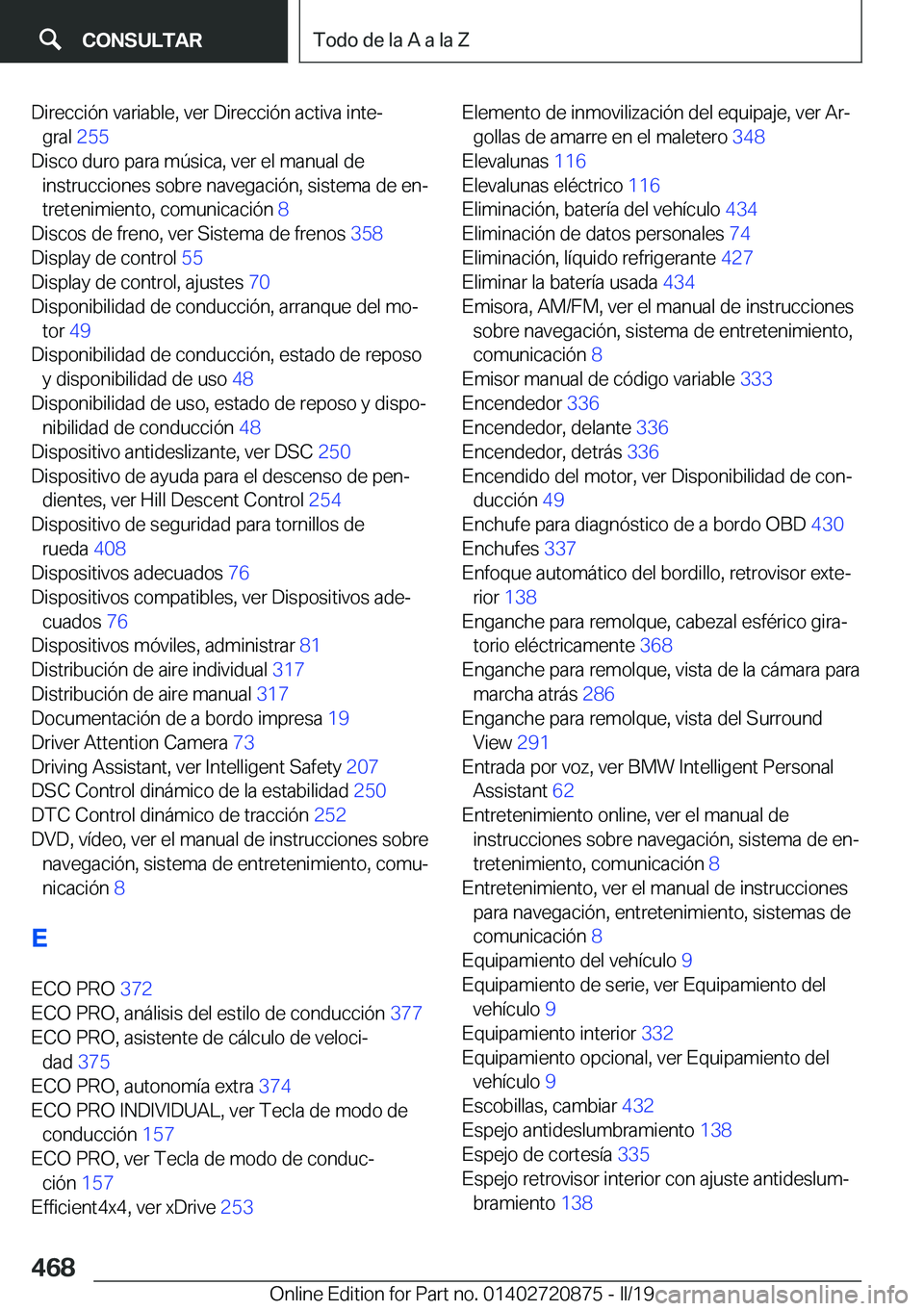 BMW X7 2019  Manuales de Empleo (in Spanish) �D�i�r�e�c�c�i�