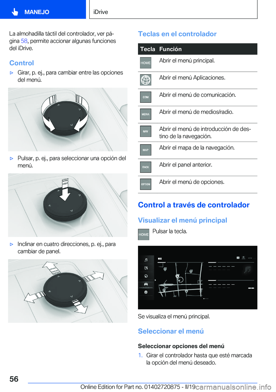 BMW X7 2019  Manuales de Empleo (in Spanish) �L�a��a�l�m�o�h�a�d�i�l�l�a��t�
