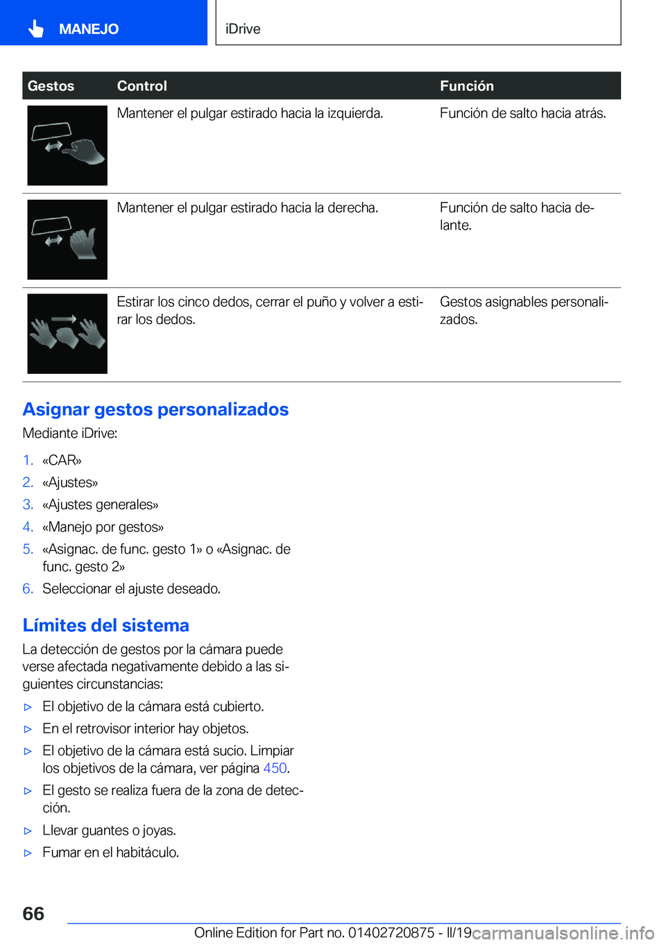 BMW X7 2019  Manuales de Empleo (in Spanish) �G�e�s�t�o�s�C�o�n�t�r�o�l�F�u�n�c�i�