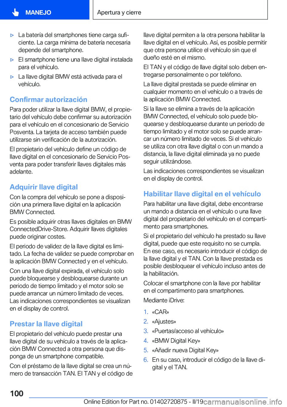 BMW X7 2019  Manuales de Empleo (in Spanish) x�L�a��b�a�t�e�r�