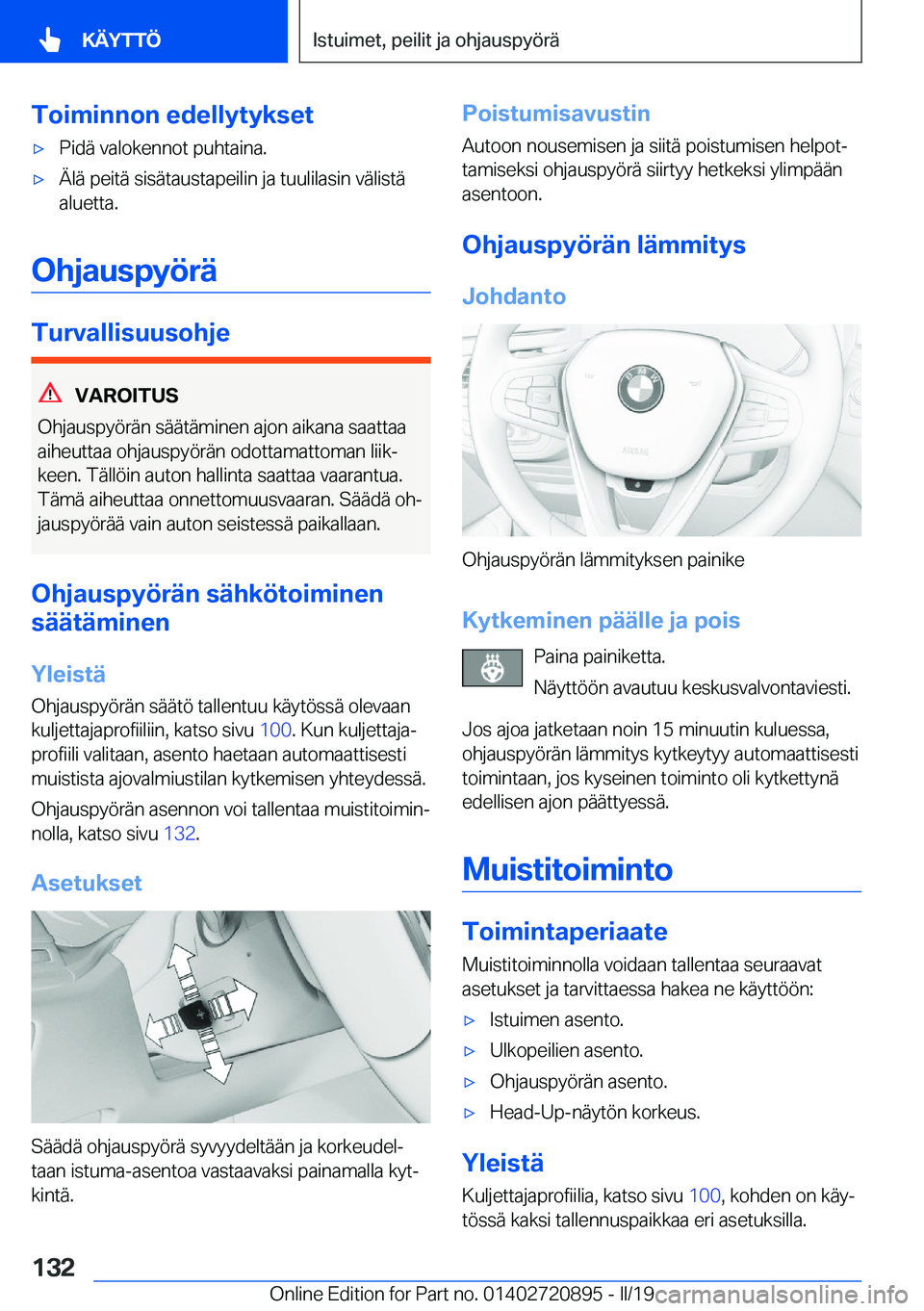 BMW X7 2019  Omistajan Käsikirja (in Finnish) �T�o�i�m�i�n�n�o�n��e�d�e�l�l�y�t�y�k�s�e�t'x�P�i�d�