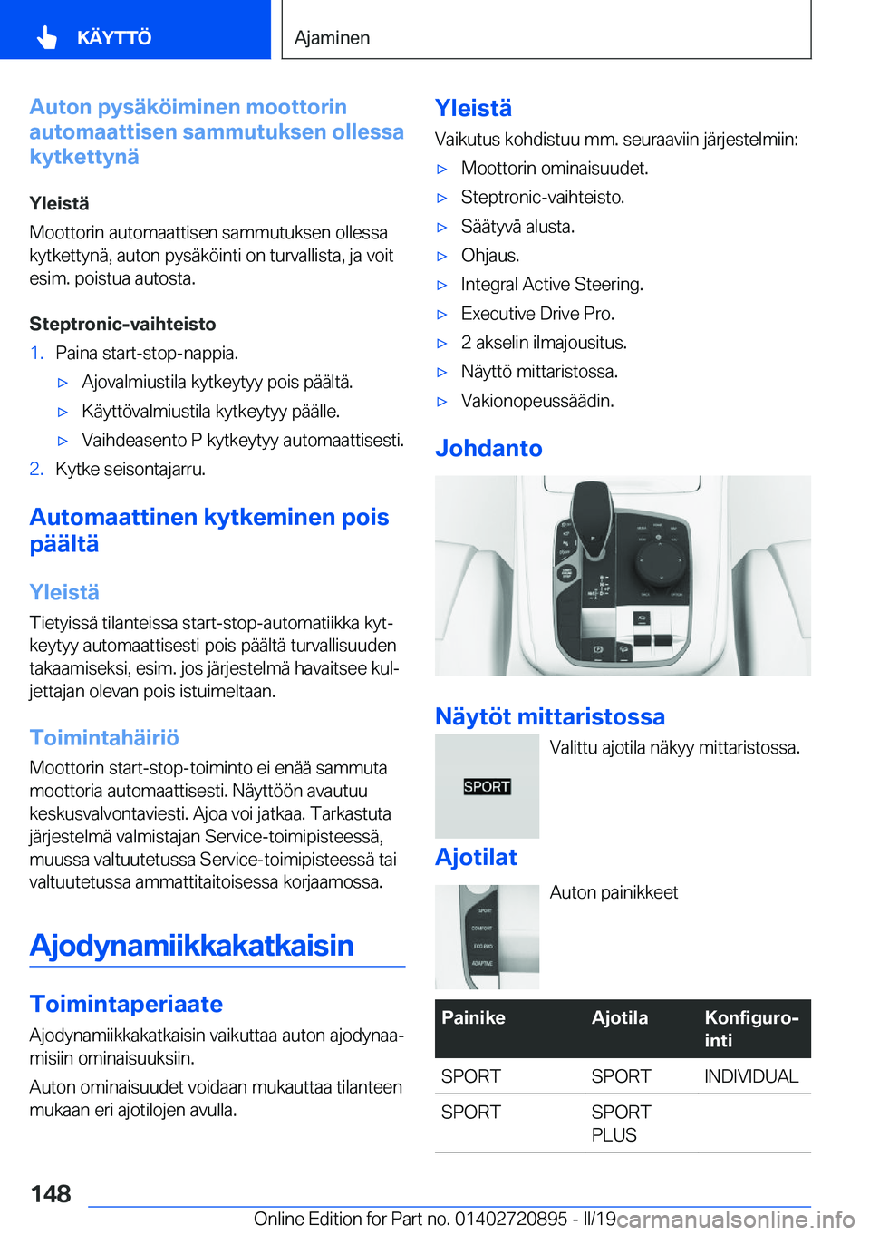 BMW X7 2019  Omistajan Käsikirja (in Finnish) �A�u�t�o�n��p�y�s�