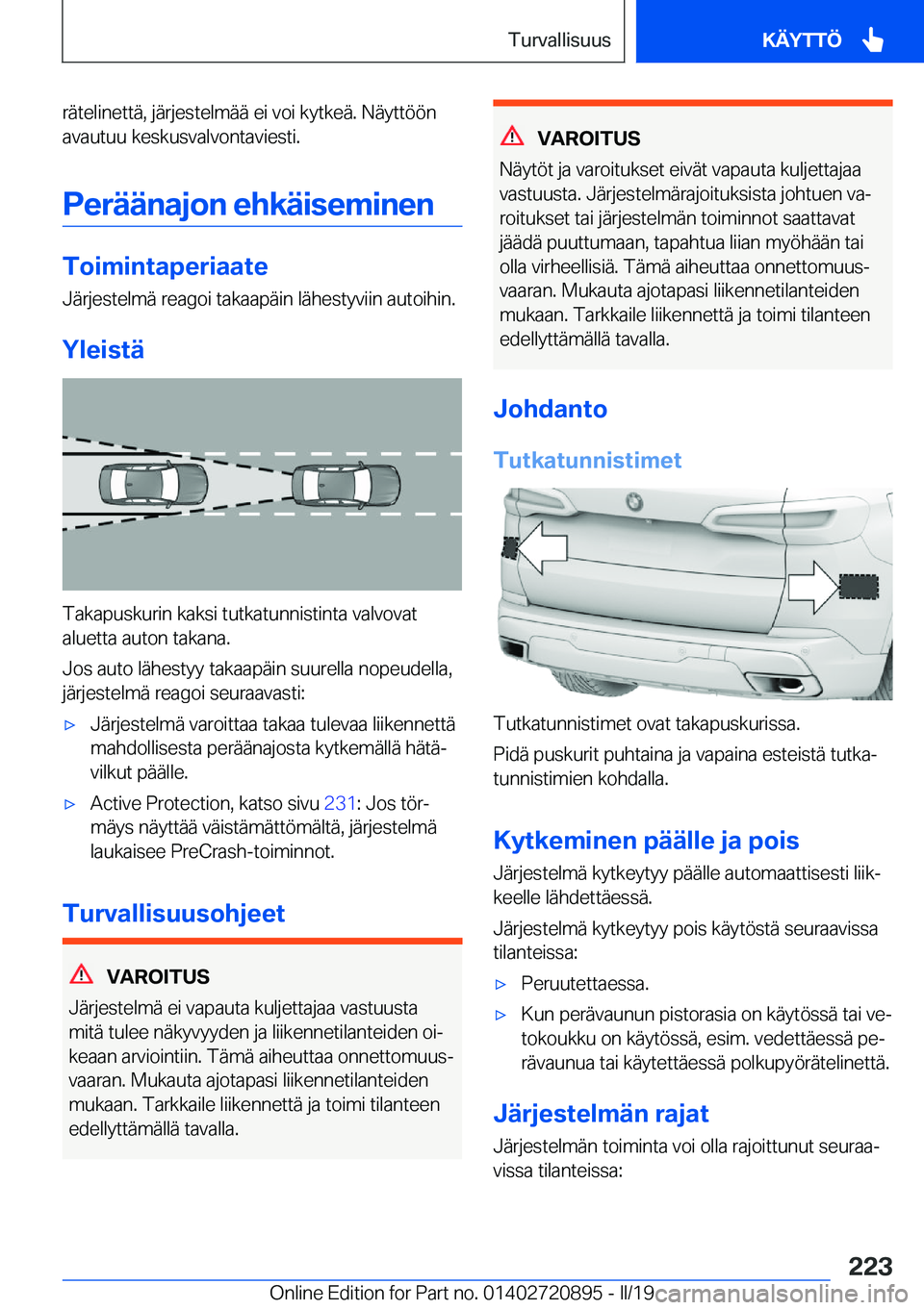 BMW X7 2019  Omistajan Käsikirja (in Finnish) �r�
