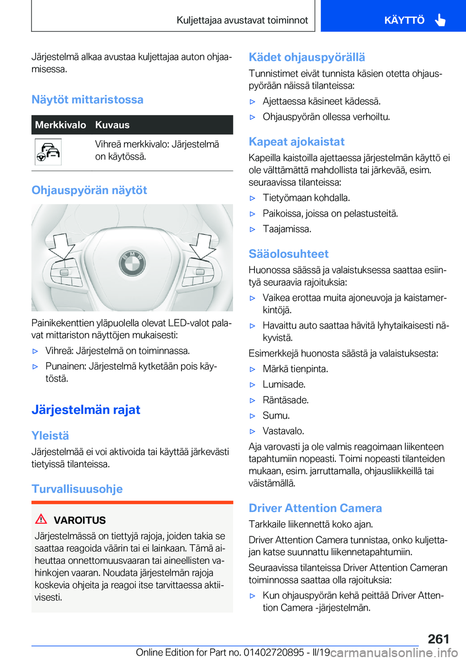 BMW X7 2019  Omistajan Käsikirja (in Finnish) �J�
