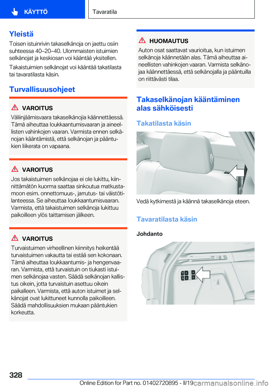 BMW X7 2019  Omistajan Käsikirja (in Finnish) �Y�l�e�i�s�t�