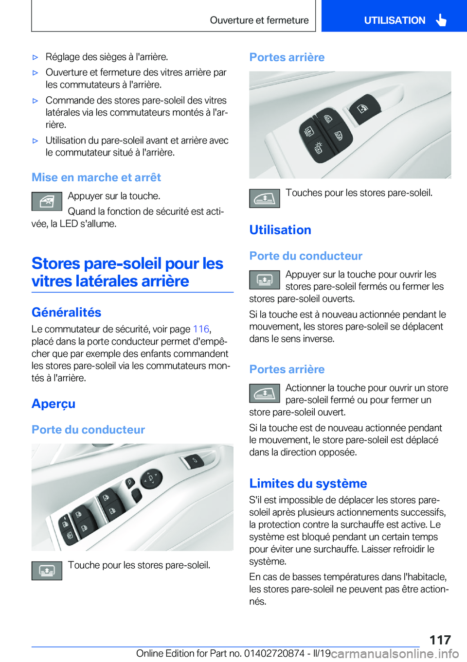 BMW X7 2019  Notices Demploi (in French) 'x�R�é�g�l�a�g�e��d�e�s��s�i�è�g�e�s��