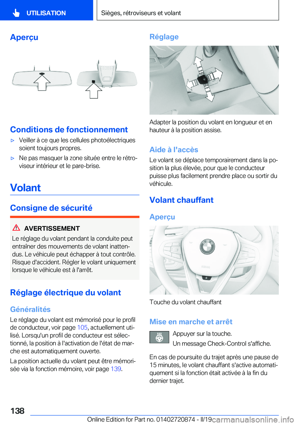 BMW X7 2019  Notices Demploi (in French) �A�p�e�r�ç�u
�C�o�n�d�i�t�i�o�n�s��d�e��f�o�n�c�t�i�o�n�n�e�m�e�n�t
'x�V�e�i�l�l�e�r��