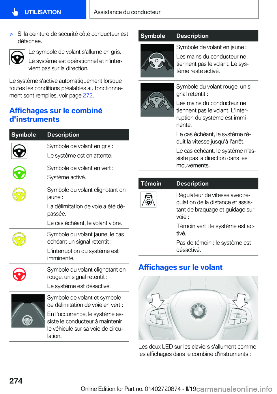 BMW X7 2019  Notices Demploi (in French) 'x�S�i��l�a��c�e�i�n�t�u�r�e��d�e��s�é�c�u�r�i�t�é��c�