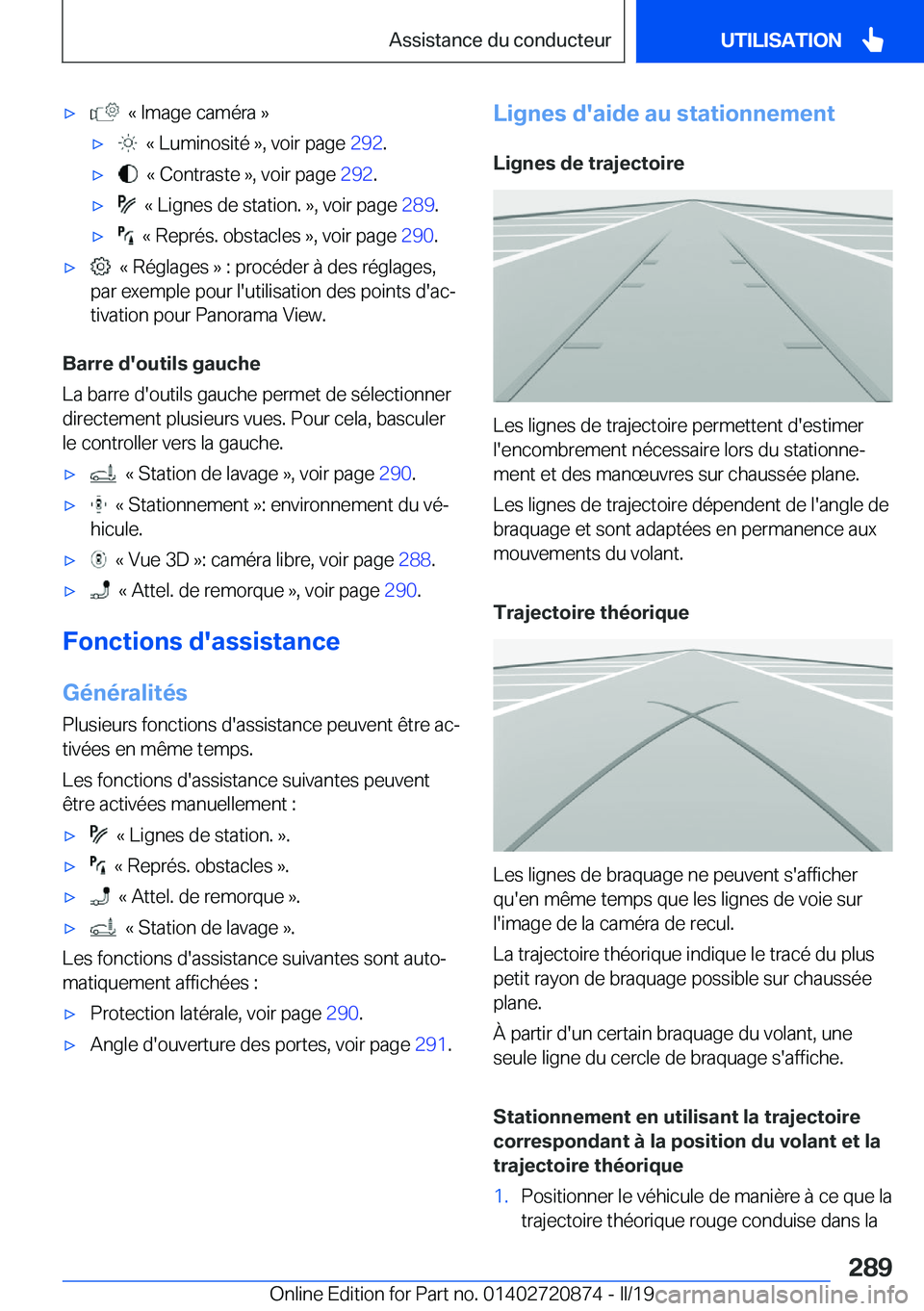 BMW X7 2019  Notices Demploi (in French) 'x���k��I�m�a�g�e��c�a�m�é�r�a��{'x���k��L�u�m�i�n�o�s�i�t�é��{�,��v�o�i�r��p�a�g�e��2�9�2�.'x���k��C�o�n�t�r�a�s�t�e��{�,��v�o�i�r��p�a�g�e� �2�9�2�.'x���k��L�