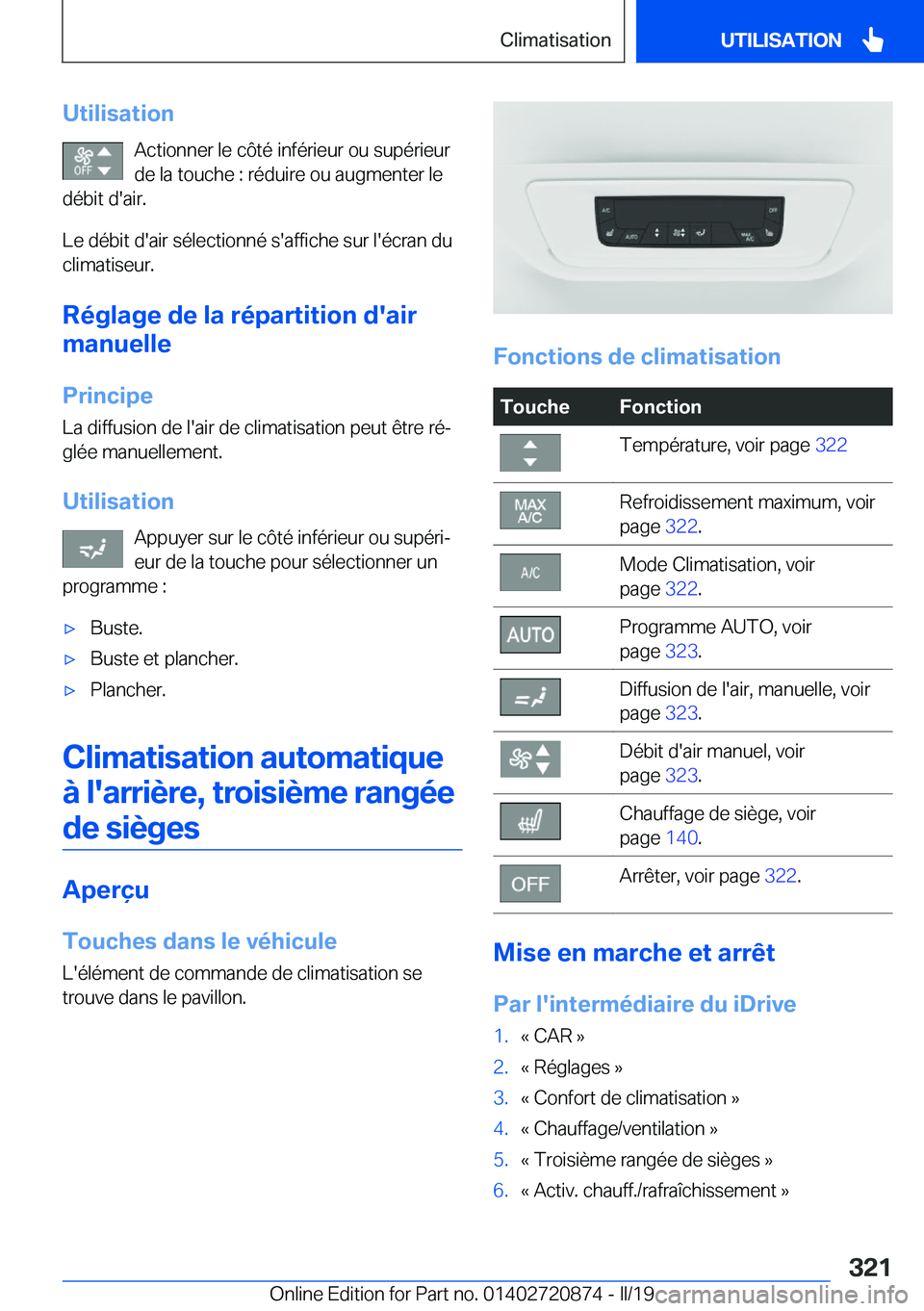 BMW X7 2019  Notices Demploi (in French) �U�t�i�l�i�s�a�t�i�o�n�A�c�t�i�o�n�n�e�r��l�e��c�