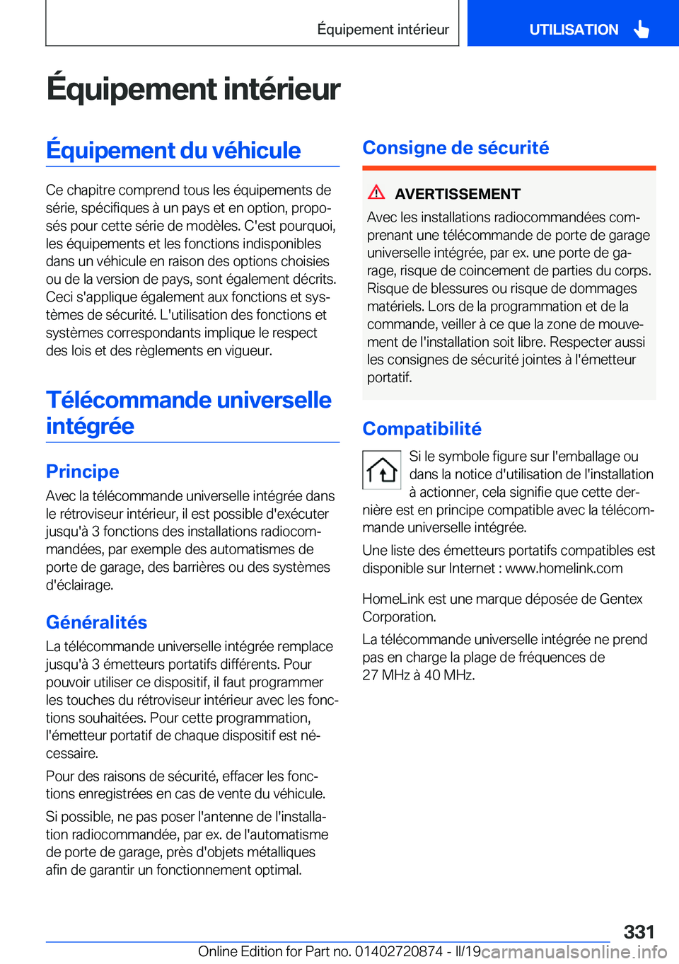 BMW X7 2019  Notices Demploi (in French) �