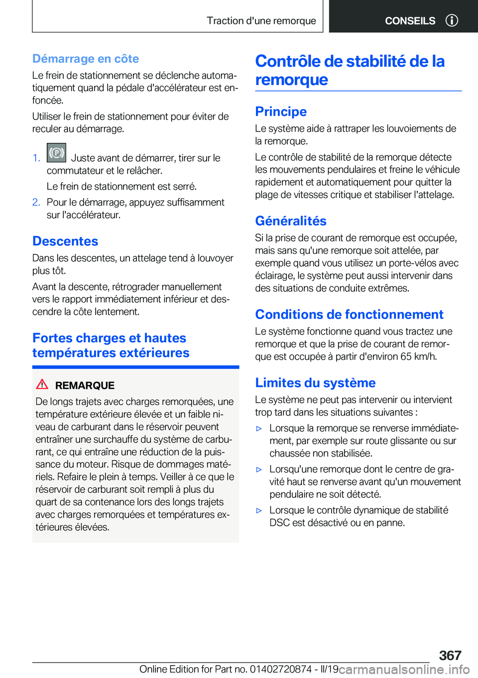 BMW X7 2019  Notices Demploi (in French) �D�é�m�a�r�r�a�g�e��e�n��c�
