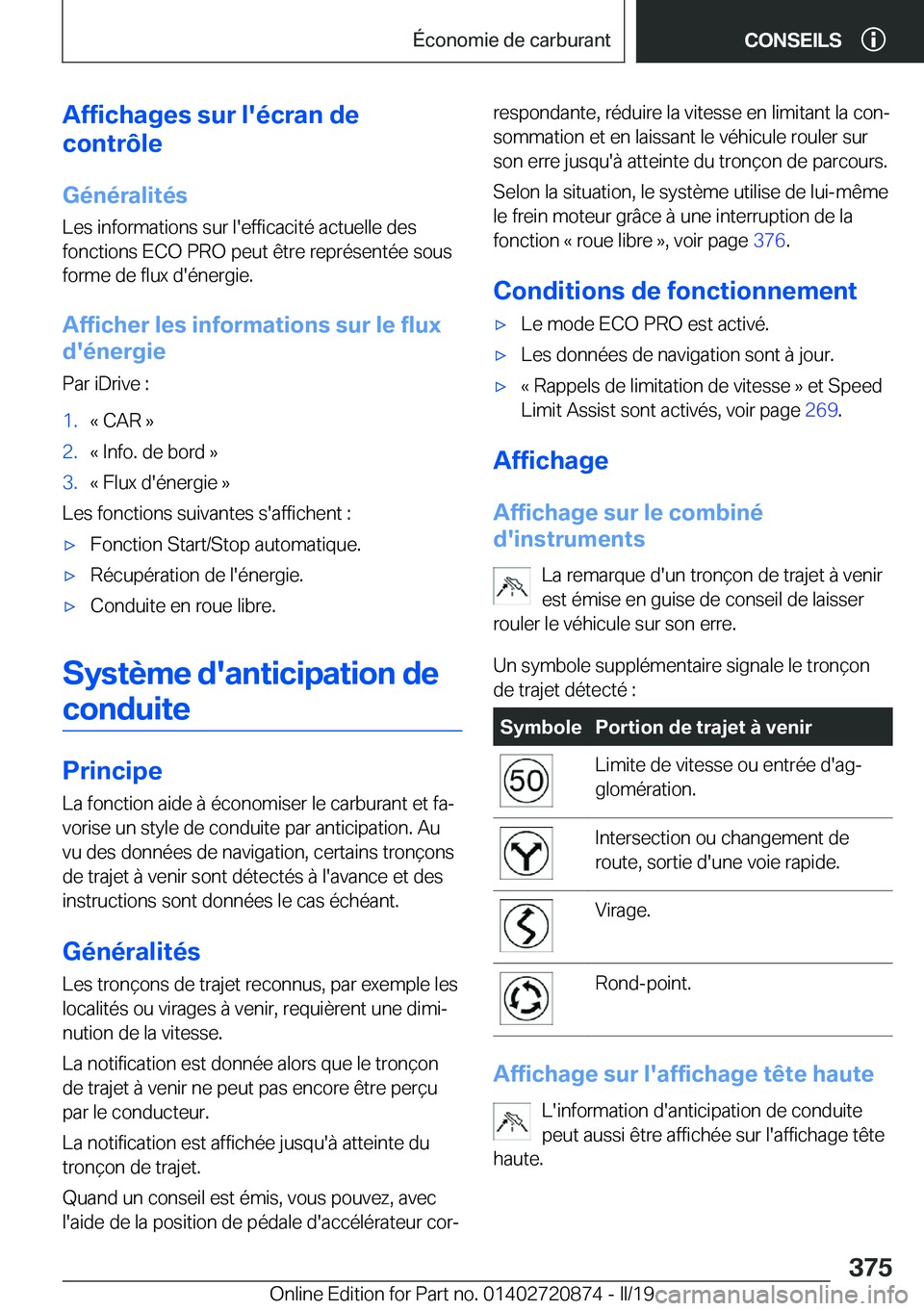BMW X7 2019  Notices Demploi (in French) �A�f�f�i�c�h�a�g�e�s��s�u�r��l�'�é�c�r�a�n��d�e
�c�o�n�t�r�