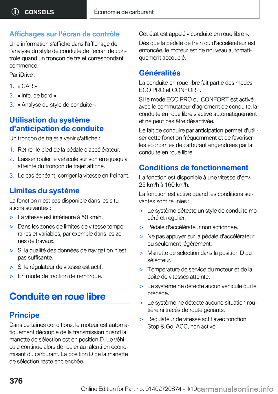 BMW X7 2019  Notices Demploi (in French) �A�f�f�i�c�h�a�g�e�s��s�u�r��l�'�é�c�r�a�n��d�e��c�o�n�t�r�