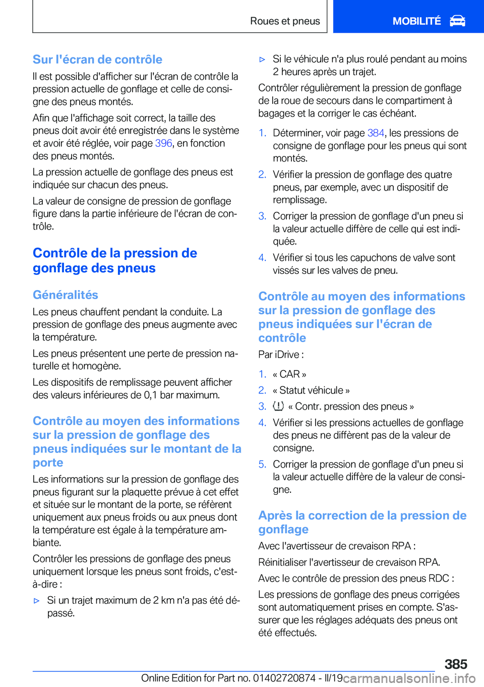 BMW X7 2019  Notices Demploi (in French) �S�u�r��l�'�é�c�r�a�n��d�e��c�o�n�t�r�