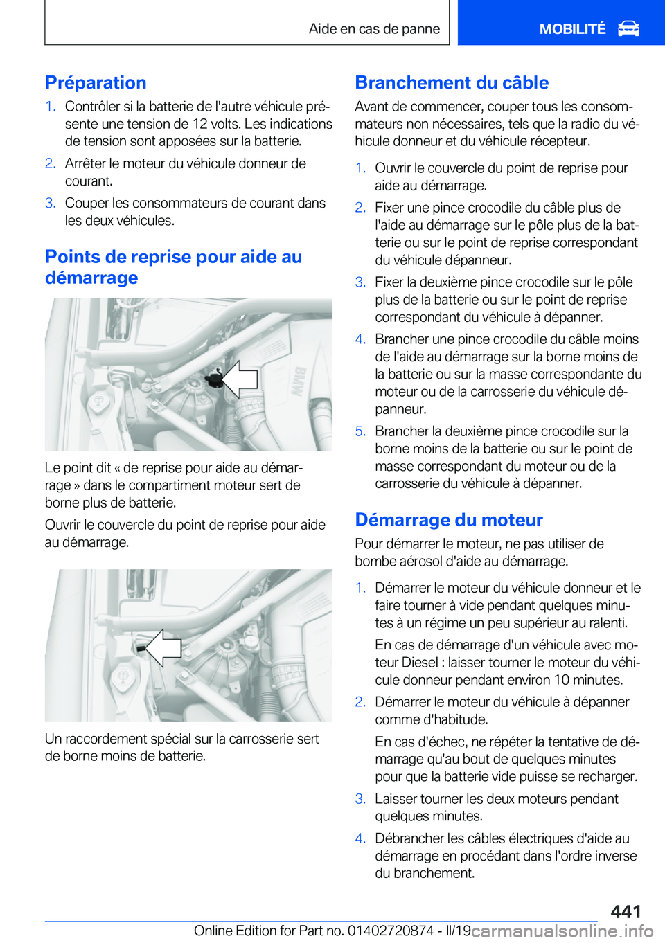 BMW X7 2019  Notices Demploi (in French) �P�r�é�p�a�r�a�t�i�o�n�1�.�C�o�n�t�r�