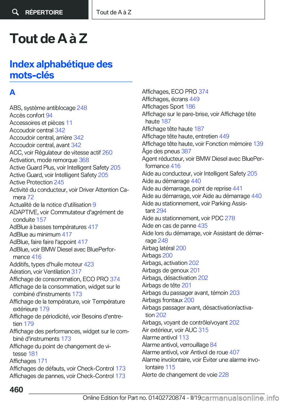 BMW X7 2019  Notices Demploi (in French) �T�o�u�t��d�e��A��