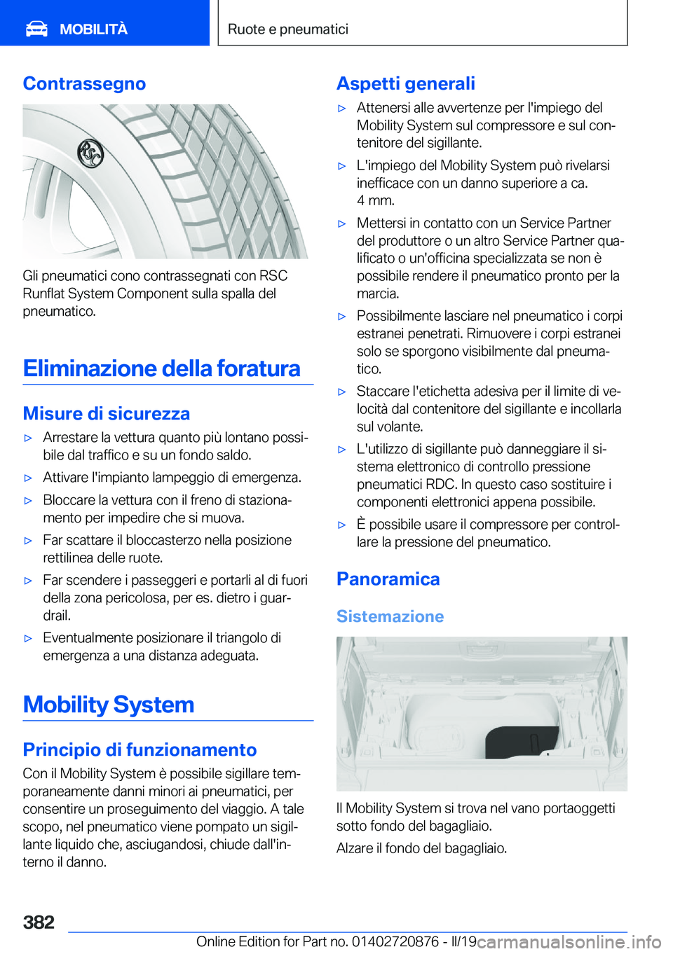 BMW X7 2019  Libretti Di Uso E manutenzione (in Italian) �C�o�n�t�r�a�s�s�e�g�n�o
�G�l�i��p�n�e�u�m�a�t�i�c�i��c�o�n�o��c�o�n�t�r�a�s�s�e�g�n�a�t�i��c�o�n��R�S�C�R�u�n�f�l�a�t��S�y�s�t�e�m��C�o�m�p�o�n�e�n�t��s�u�l�l�a��s�p�a�l�l�a��d�e�l
�p�n�e�u