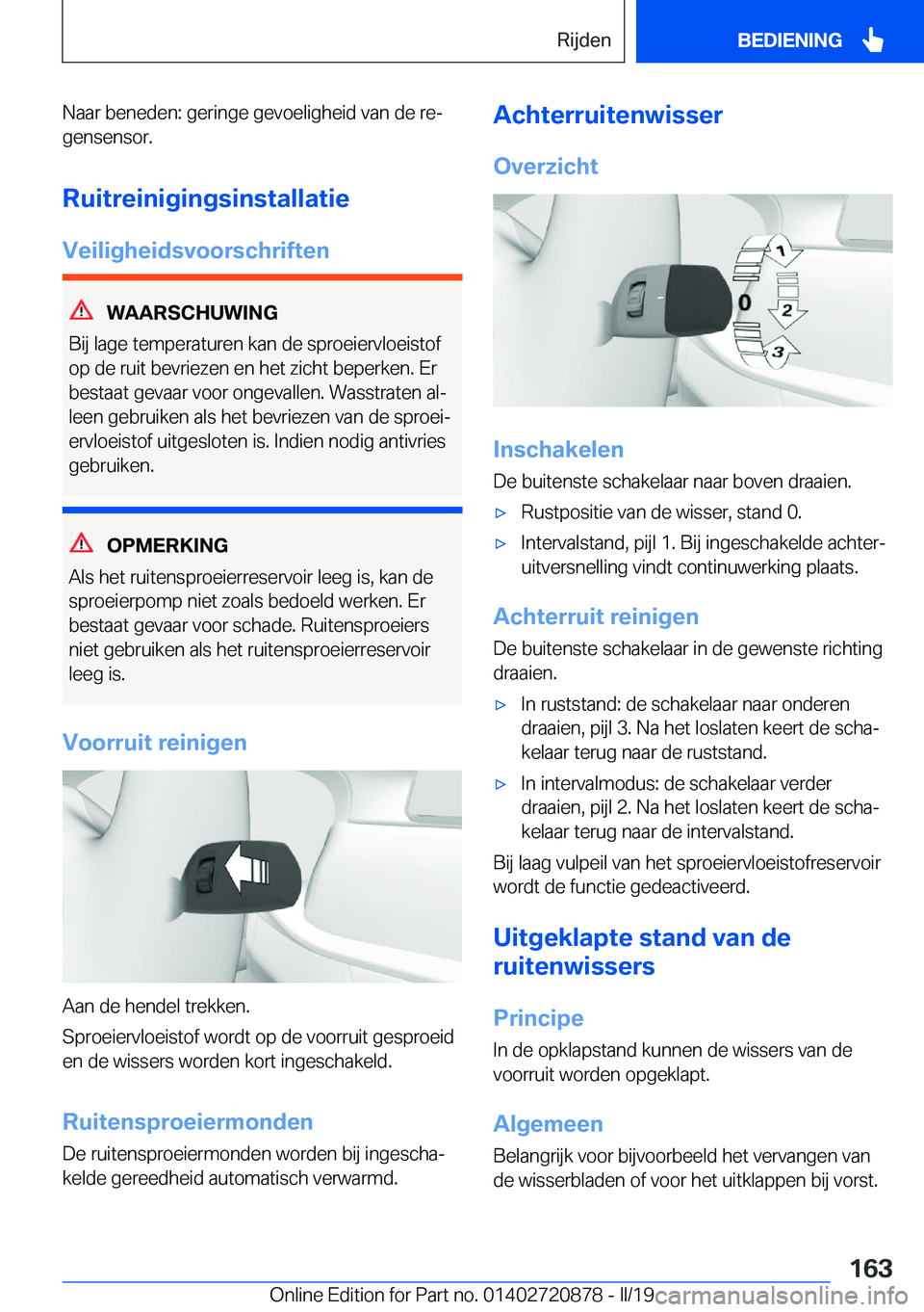 BMW X7 2019  Instructieboekjes (in Dutch) �N�a�a�r��b�e�n�e�d�e�n�:��g�e�r�i�n�g�e��g�e�v�o�e�l�i�g�h�e�i�d��v�a�n��d�e��r�ej�g�e�n�s�e�n�s�o�r�.
�R�u�i�t�r�e�i�n�i�g�i�n�g�s�i�n�s�t�a�l�l�a�t�i�e �V�e�i�l�i�g�h�e�i�d�s�v�o�o�r�s�c�h�r