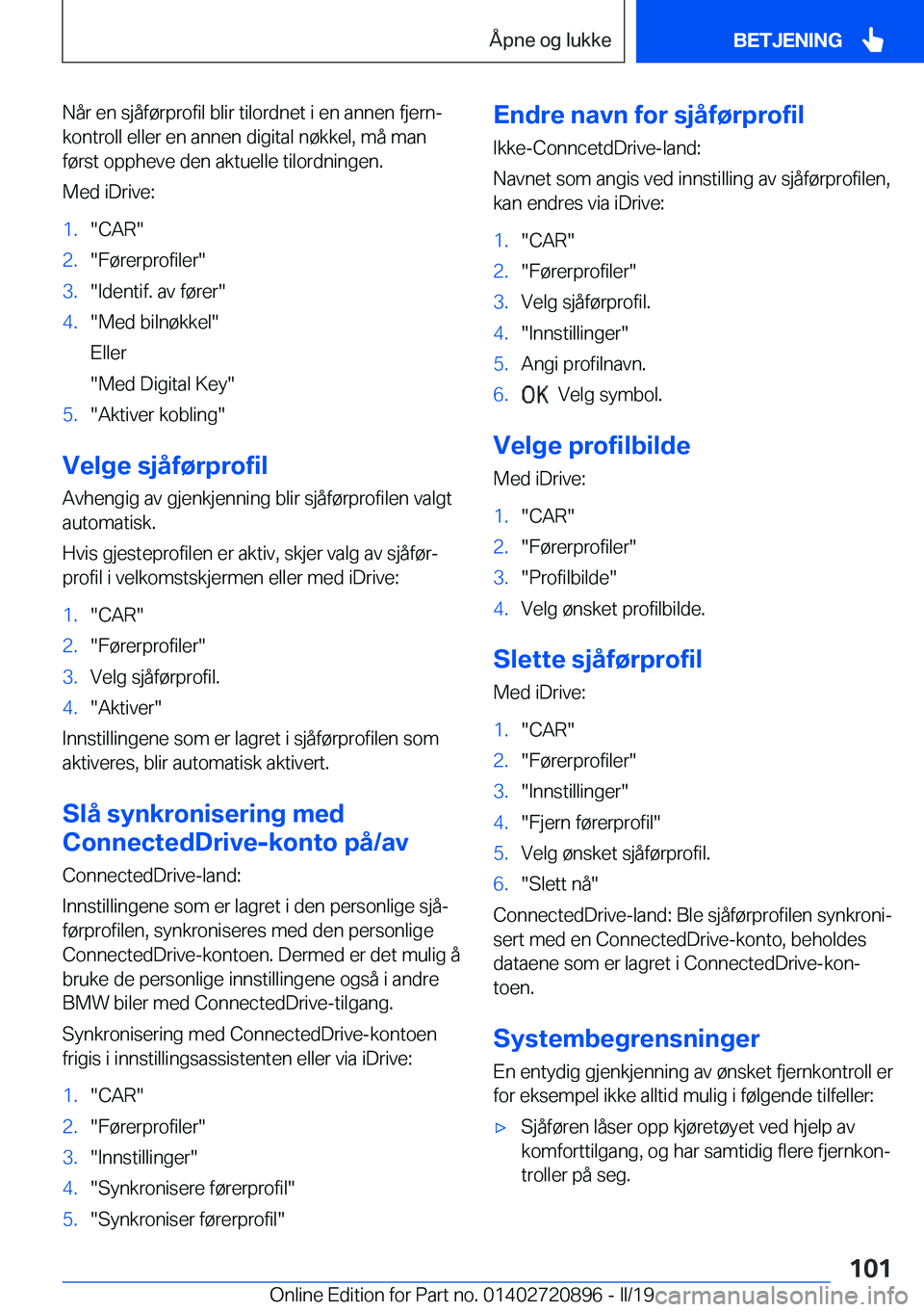 BMW X7 2019  InstruksjonsbØker (in Norwegian) �N�å�r��e�n��s�j�å�f�