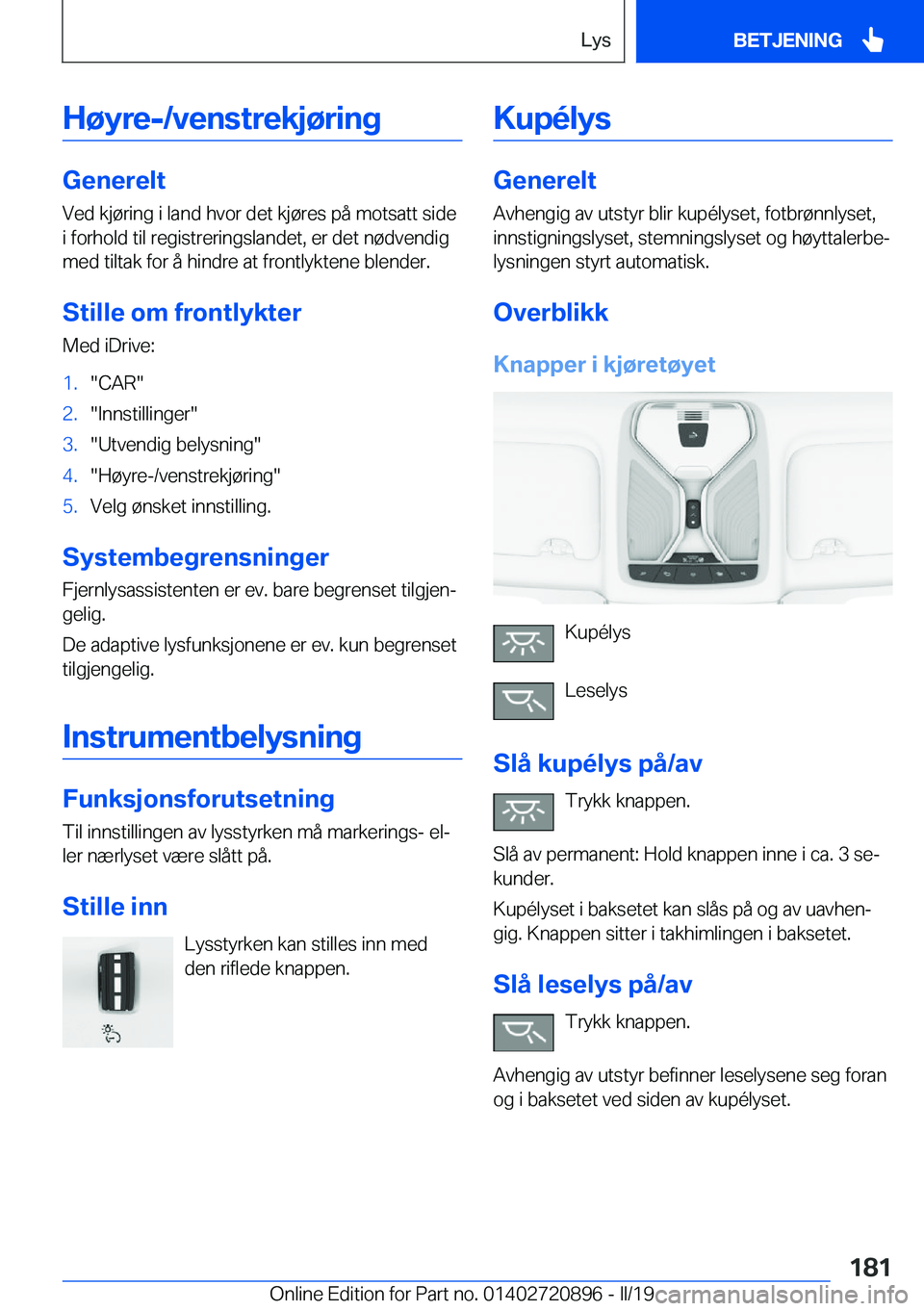 BMW X7 2019  InstruksjonsbØker (in Norwegian) �H�
