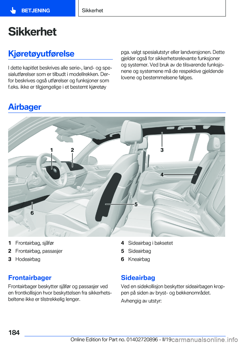 BMW X7 2019  InstruksjonsbØker (in Norwegian) �S�i�k�k�e�r�h�e�t�K�j�