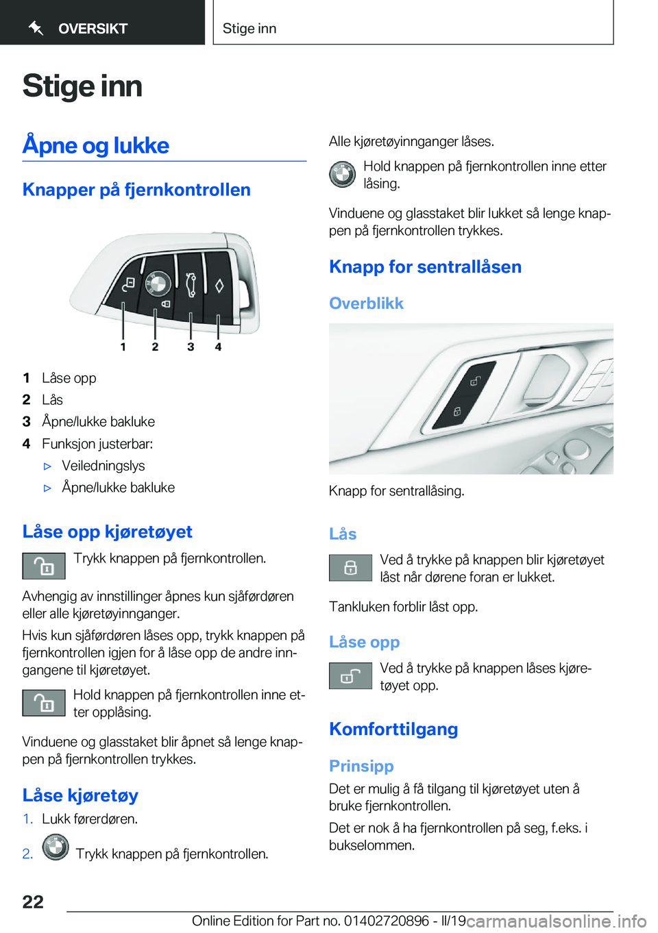 BMW X7 2019  InstruksjonsbØker (in Norwegian) �S�t�i�g�e��i�n�n�