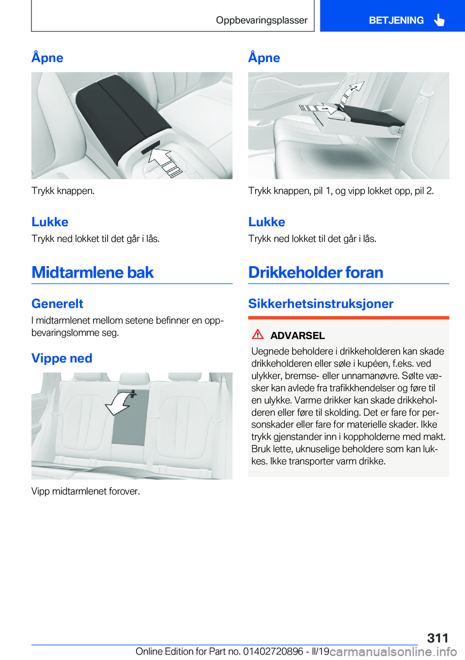 BMW X7 2019  InstruksjonsbØker (in Norwegian) �