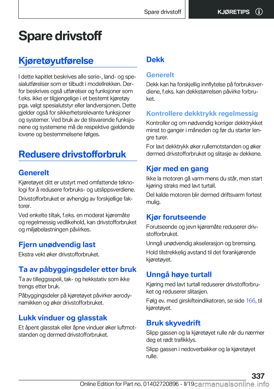 BMW X7 2019  InstruksjonsbØker (in Norwegian) �S�p�a�r�e��d�r�i�v�s�t�o�f�f�K�j�