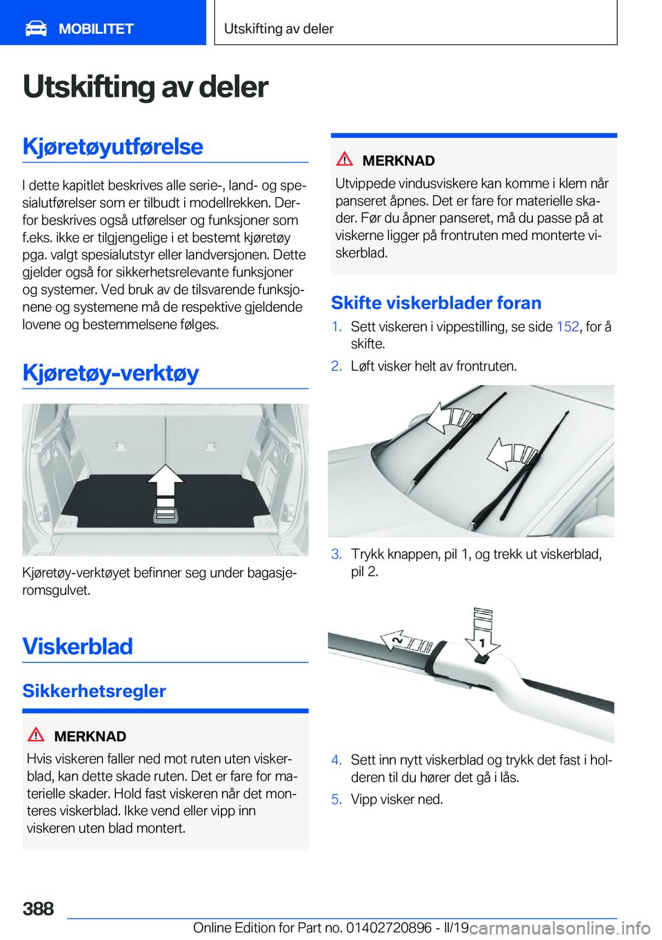 BMW X7 2019  InstruksjonsbØker (in Norwegian) �U�t�s�k�i�f�t�i�n�g��a�v��d�e�l�e�r�K�j�