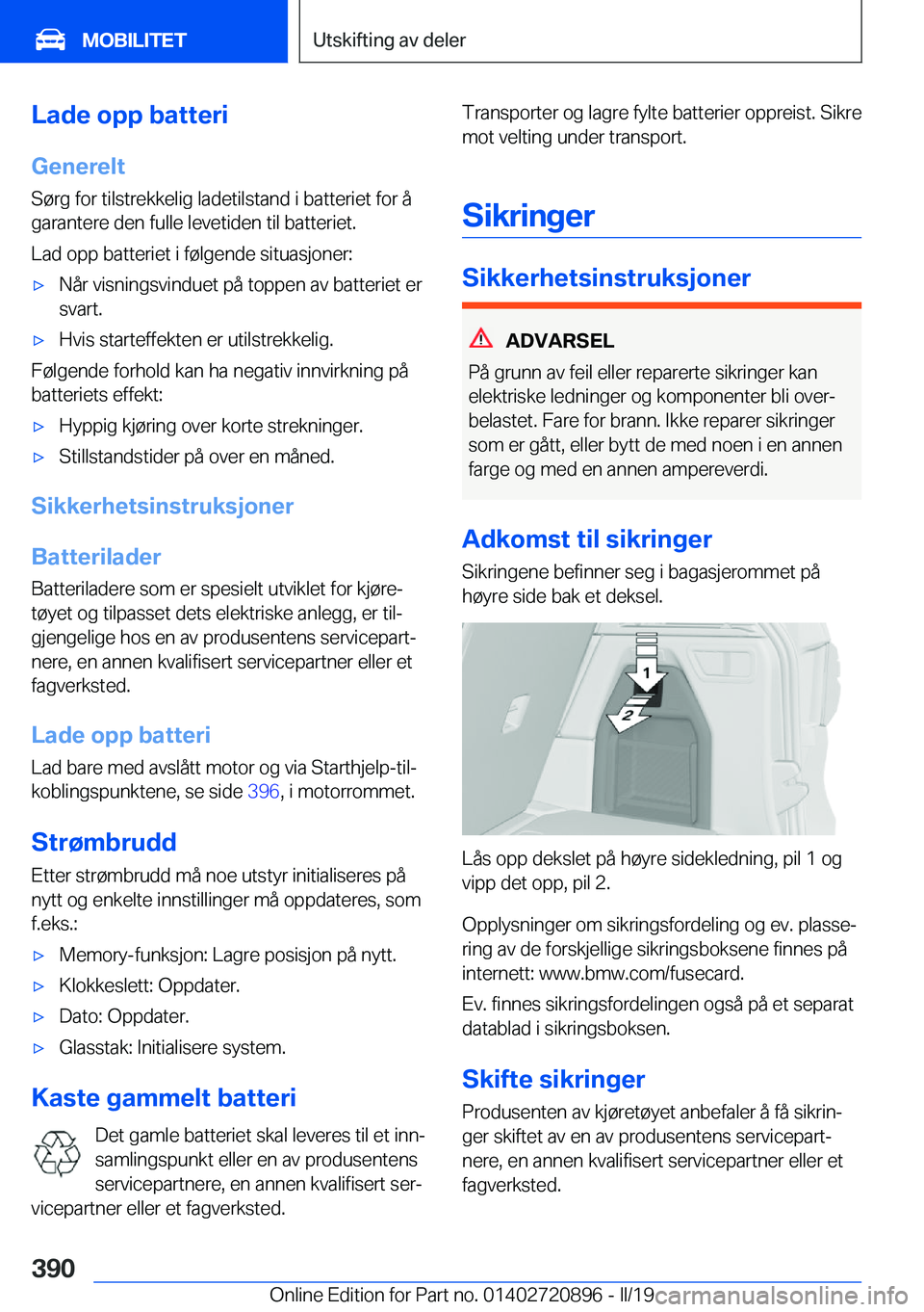 BMW X7 2019  InstruksjonsbØker (in Norwegian) �L�a�d�e��o�p�p��b�a�t�t�e�r�i
�G�e�n�e�r�e�l�t
�S�