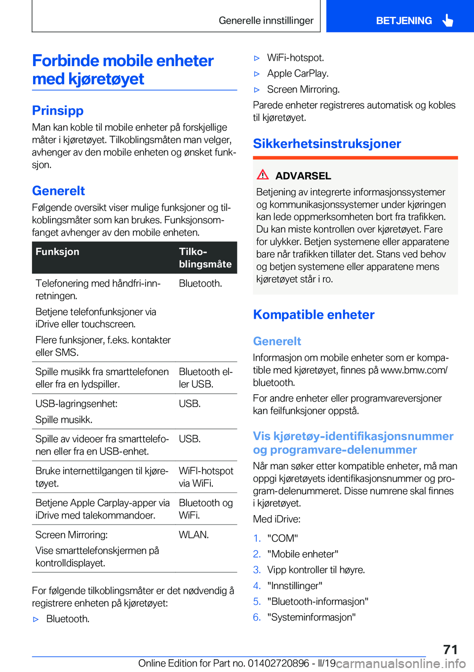 BMW X7 2019  InstruksjonsbØker (in Norwegian) �F�o�r�b�i�n�d�e��m�o�b�i�l�e��e�n�h�e�t�e�r�m�e�d��k�j�