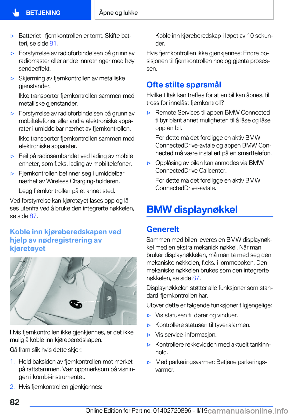 BMW X7 2019  InstruksjonsbØker (in Norwegian) x�B�a�t�t�e�r�i�e�t��i��f�j�e�r�n�k�o�n�t�r�o�l�l�e�n��e�r��t�o�m�t�.��S�k�i�f�t�e��b�a�tj
�t�e�r�i�,��s�e��s�i�d�e� �8�1�.x�F�o�r�s�t�y�r�r�e�l�s�e��a�v��r�a�d�i�o�f�o�r�b�i�n�d�e�l�s�e